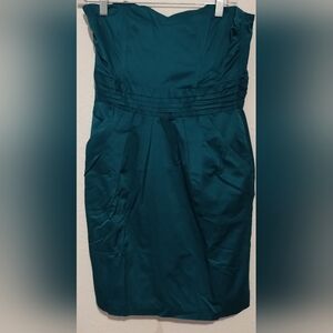 HM Green satin strapless dress